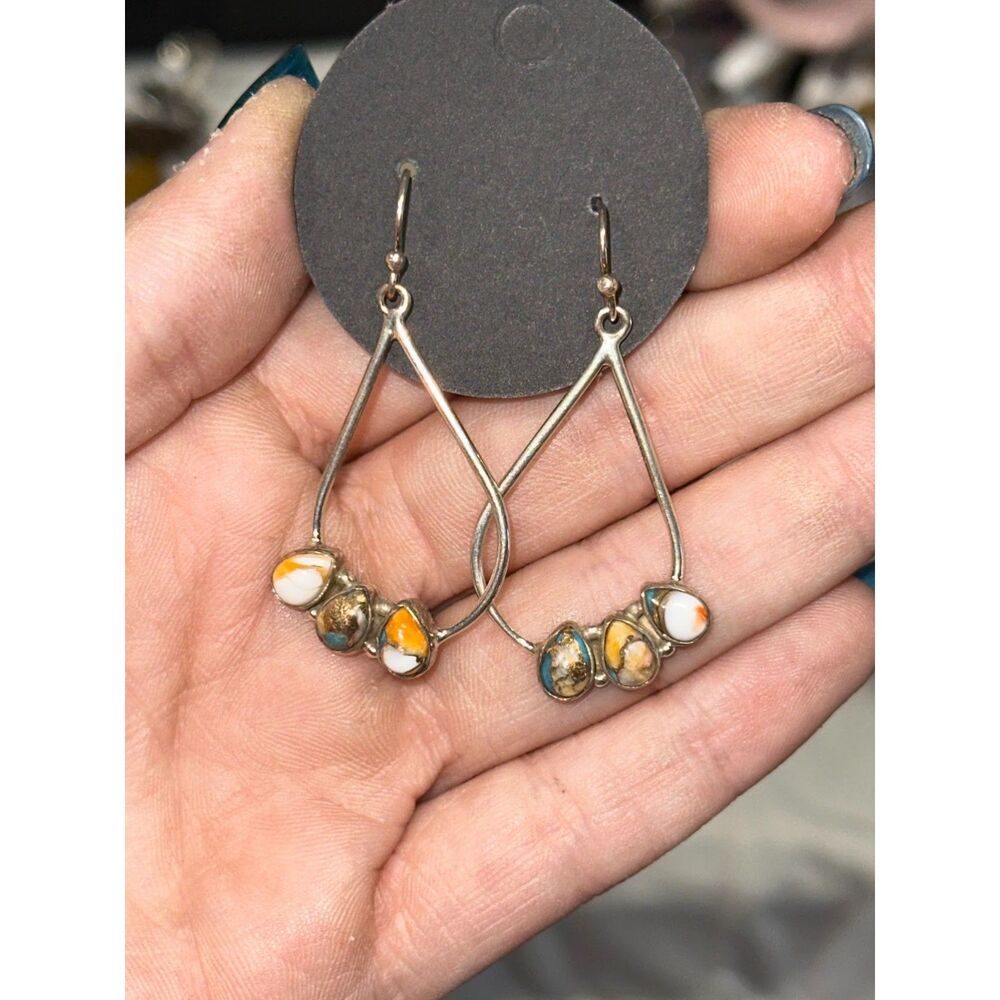 Spiny Oyster Turquoise .925 Sterling Silver Earrings